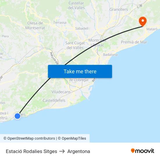 Estació Rodalies Sitges to Argentona map