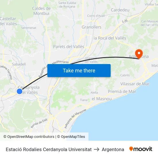 Estació Rodalies Cerdanyola Universitat to Argentona map