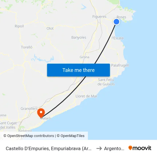 Castello D'Empuries, Empuriabrava (Arcs) to Argentona map