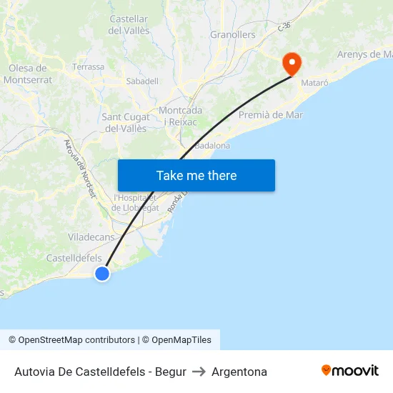 Autovia De Castelldefels - Begur to Argentona map
