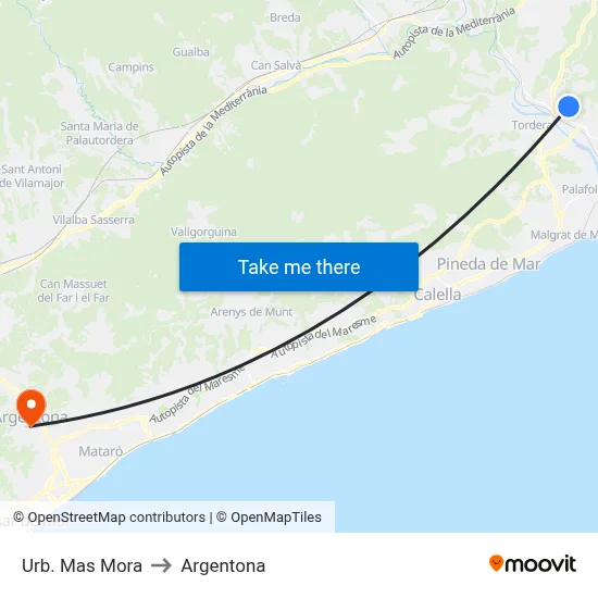 Urb. Mas Mora to Argentona map