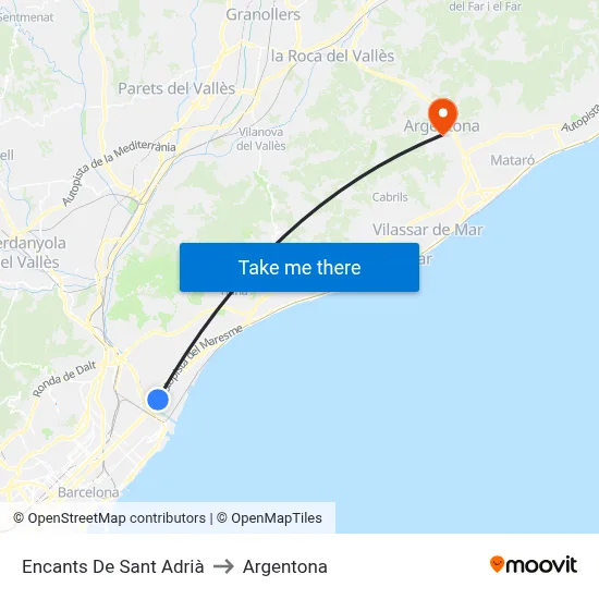 Encants De Sant Adrià to Argentona map