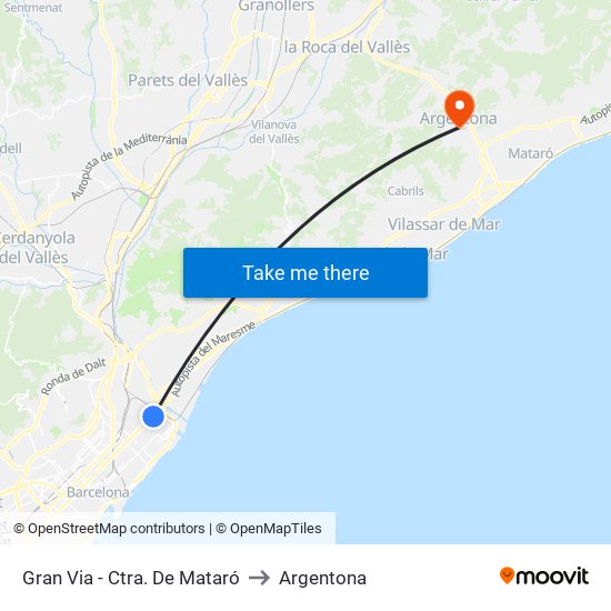 Gran Via - Ctra. De Mataró to Argentona map