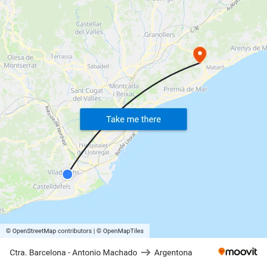 Ctra. Barcelona - Antonio Machado to Argentona map