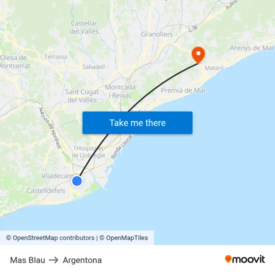 Mas Blau to Argentona map