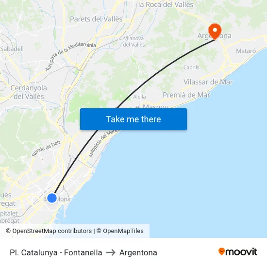 Pl. Catalunya - Fontanella to Argentona map