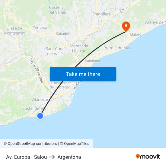 Av. Europa - Salou to Argentona map