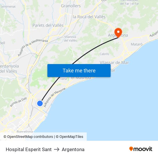 Hospital Esperit Sant to Argentona map