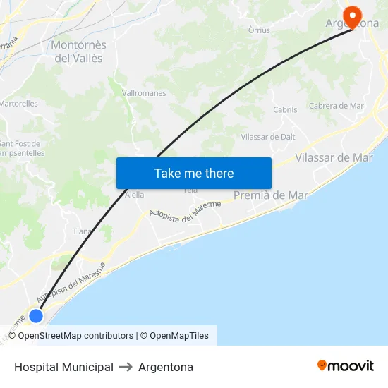 Hospital Municipal to Argentona map