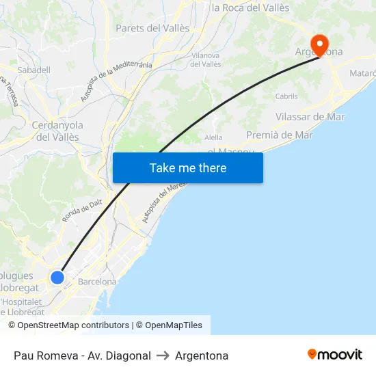 Pau Romeva - Av. Diagonal to Argentona map