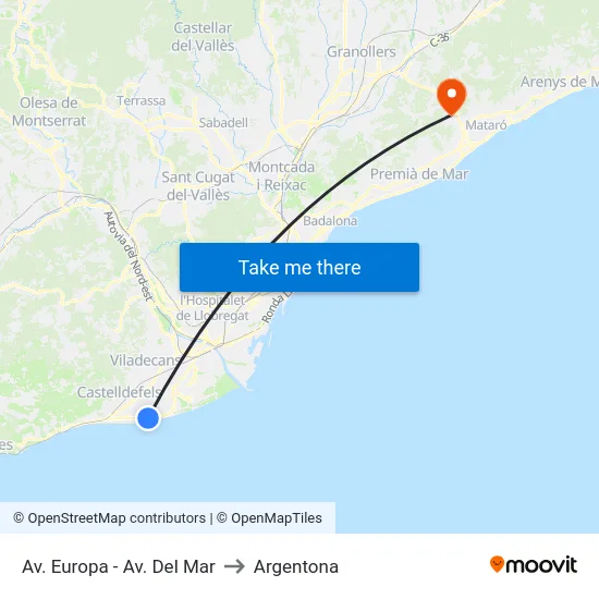 Av. Europa - Av. Del Mar to Argentona map