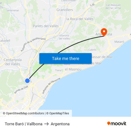 Torre Baró | Vallbona to Argentona map
