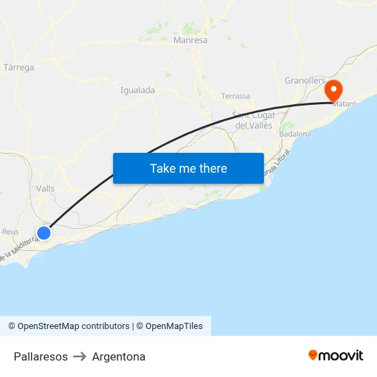 Pallaresos to Argentona map