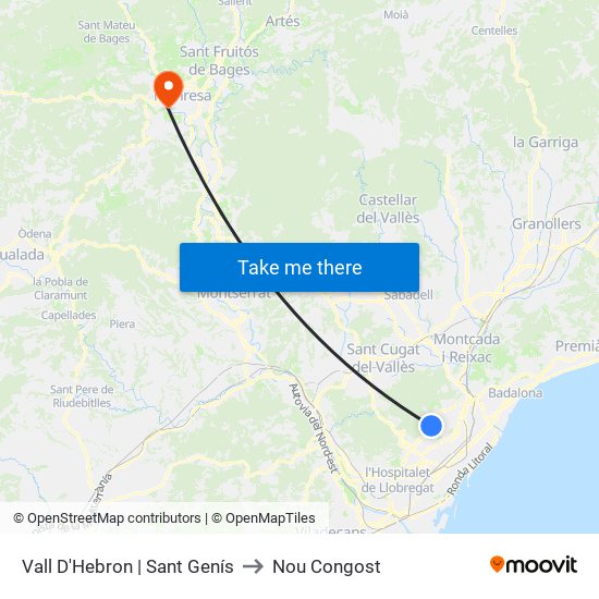 Vall D'Hebron | Sant Genís to Nou Congost map