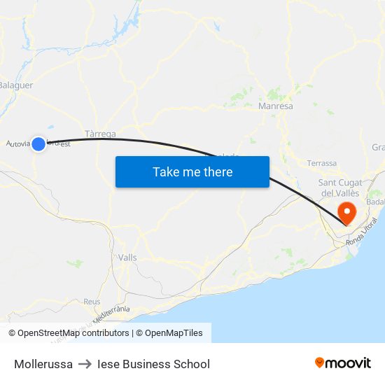 Mollerussa to Iese Business School map