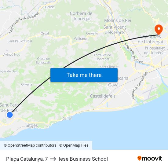 Plaça Catalunya, 7 to Iese Business School map