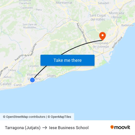 Tarragona (Jutjats) to Iese Business School map