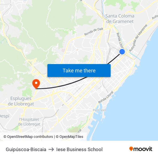 Guipúscoa-Biscaia to Iese Business School map