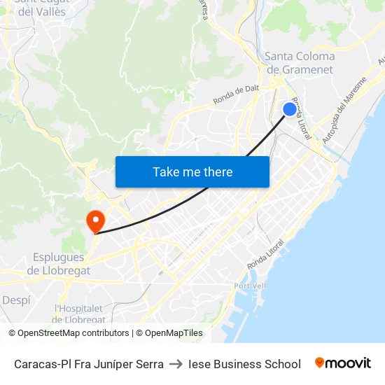 Caracas-Pl Fra Juníper Serra to Iese Business School map