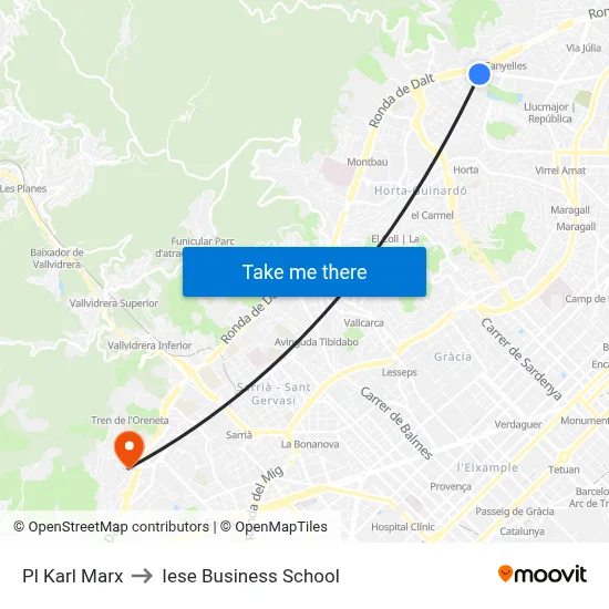 Pl Karl Marx to Iese Business School map
