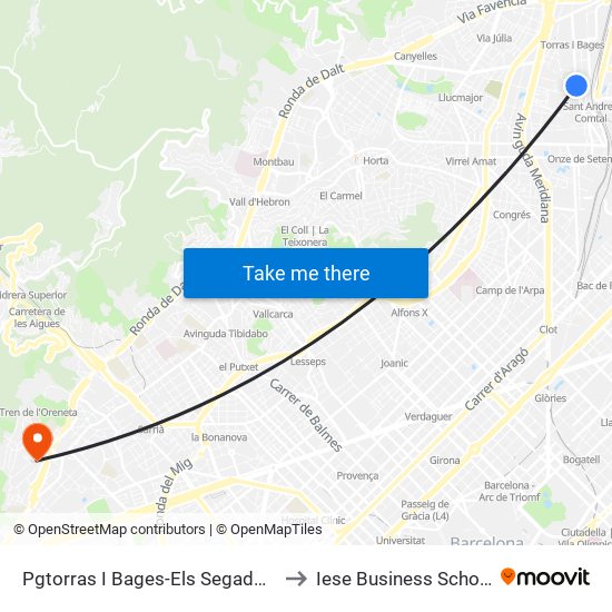 Pgtorras I Bages-Els Segadors to Iese Business School map