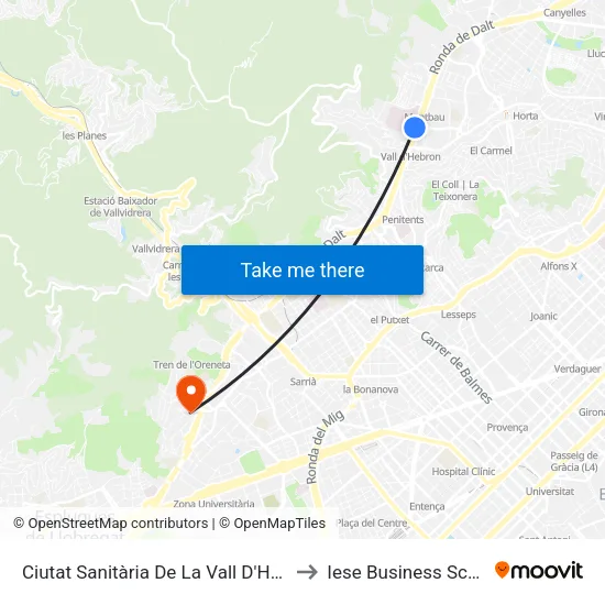 Ciutat Sanitària De La Vall D'Hebron to Iese Business School map