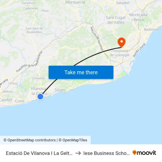 Estació De Vilanova I La Geltrú to Iese Business School map