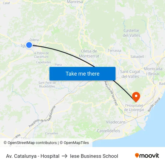 Av. Catalunya - Hospital to Iese Business School map
