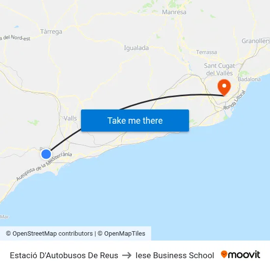 Estació D'Autobusos De Reus to Iese Business School map