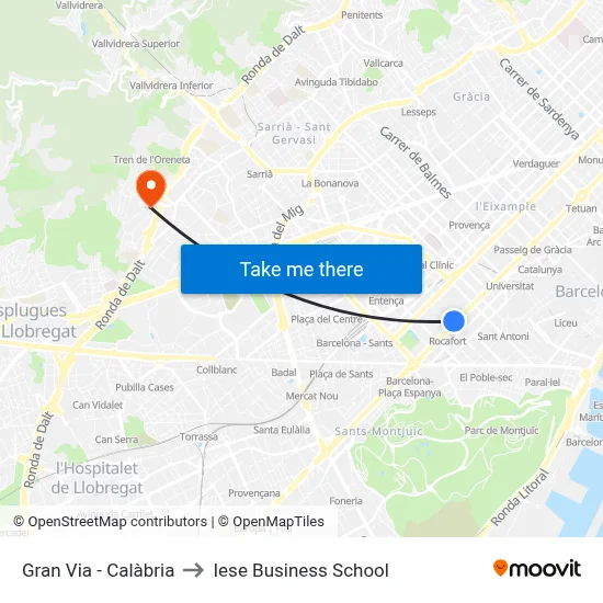 Gran Via - Calàbria to Iese Business School map