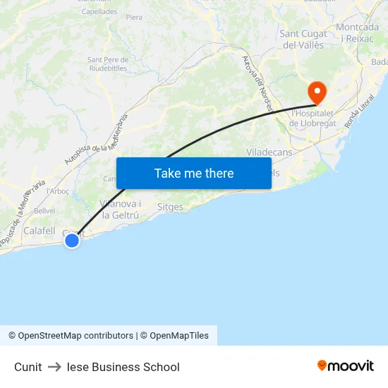 Cunit to Iese Business School map