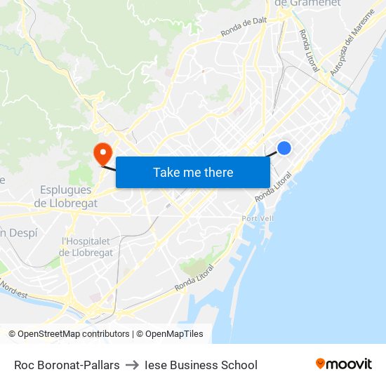 Roc Boronat-Pallars to Iese Business School map