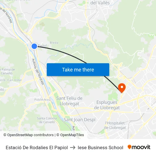 Estació De Rodalies El Papiol to Iese Business School map