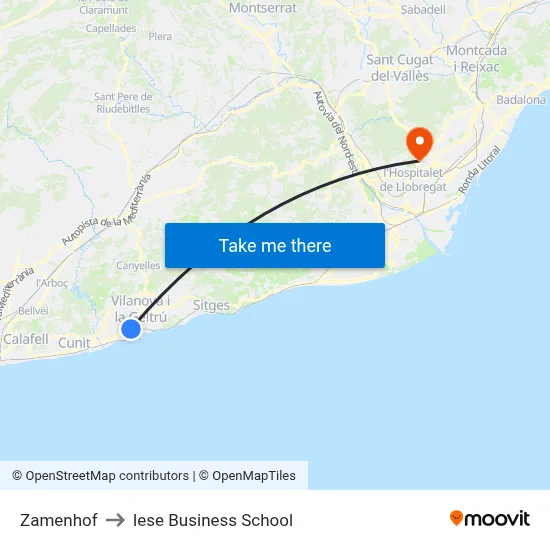 Zamenhof to Iese Business School map