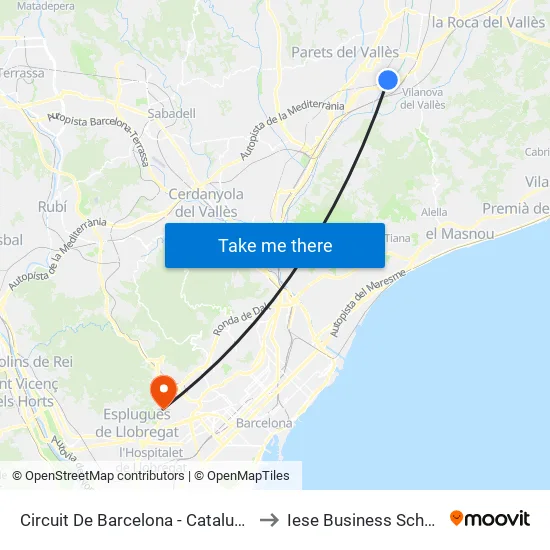 Circuit De Barcelona - Catalunya to Iese Business School map