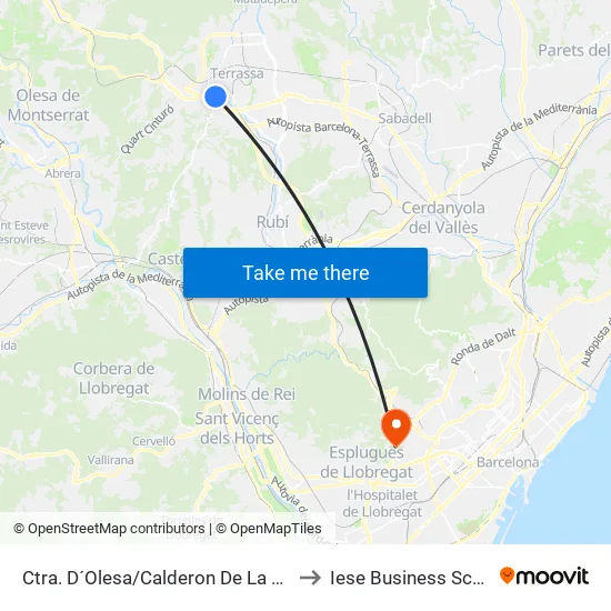 Ctra. D´Olesa/Calderon De La Barca to Iese Business School map