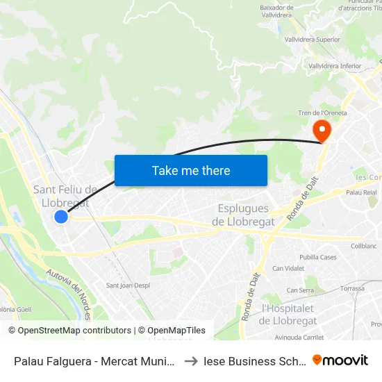 Palau Falguera - Mercat Municipal to Iese Business School map