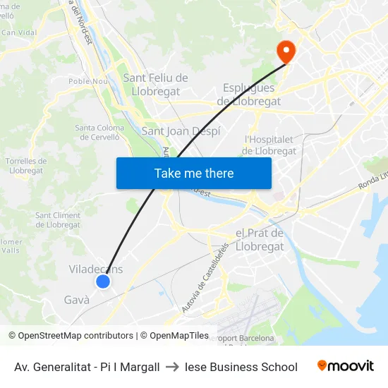Av. Generalitat - Pi I Margall to Iese Business School map