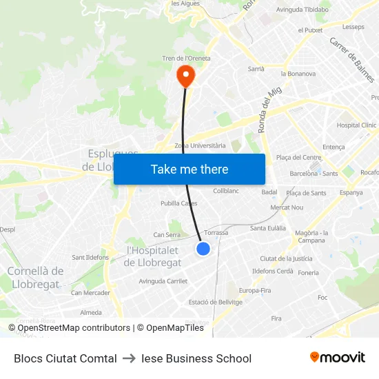 Blocs Ciutat Comtal to Iese Business School map