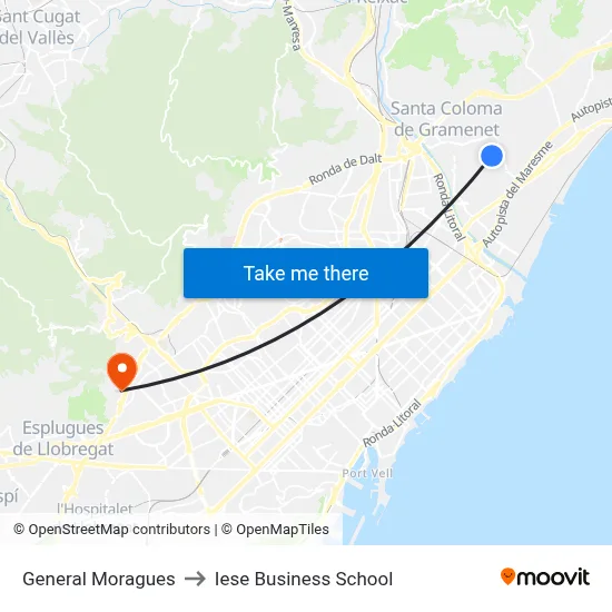 General Moragues to Iese Business School map