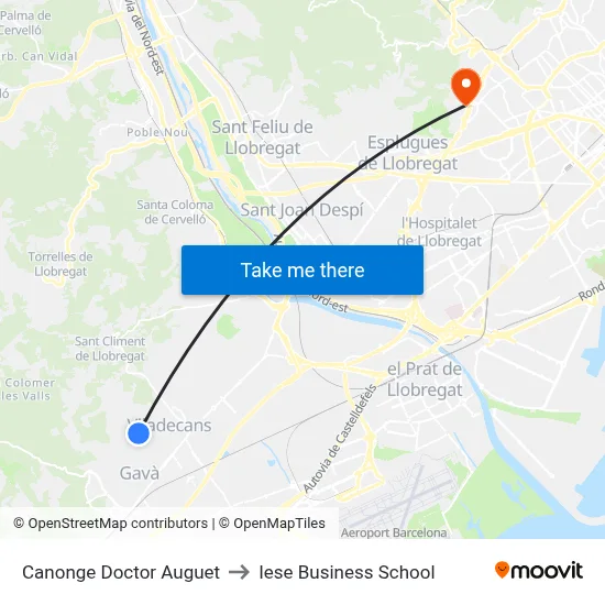 Canonge Doctor Auguet to Iese Business School map