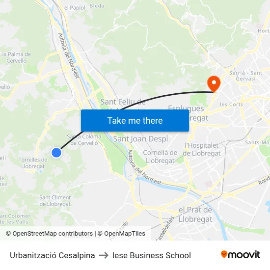 Urbanització Cesalpina to Iese Business School map
