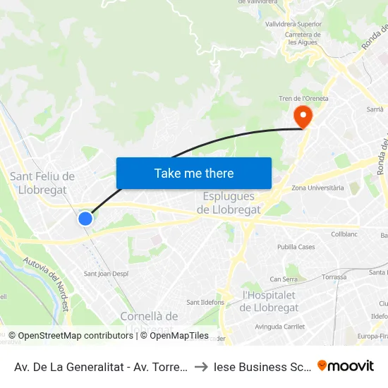 Av. De La Generalitat - Av. Torreblanca to Iese Business School map