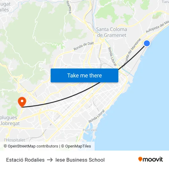 Estació Rodalies to Iese Business School map