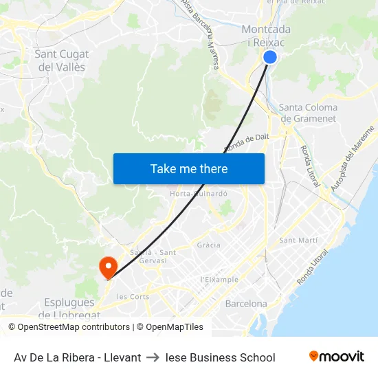 Av De La Ribera - Llevant to Iese Business School map