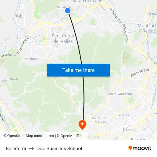 Bellaterra to Iese Business School map