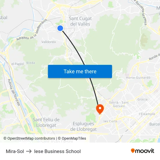 Mira-Sol to Iese Business School map