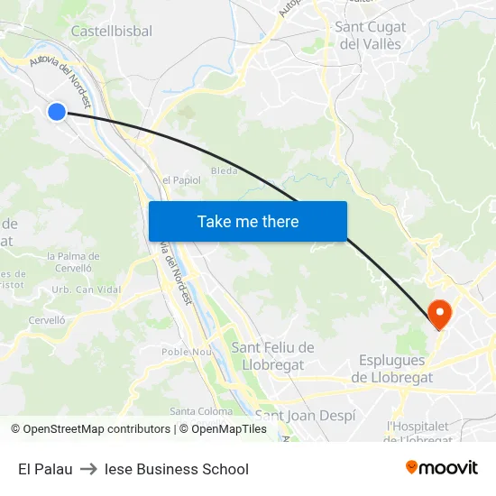 El Palau to Iese Business School map