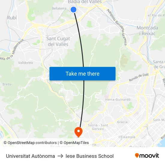 Universitat Autònoma to Iese Business School map
