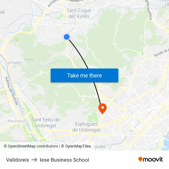 Valldoreix to Iese Business School map
